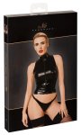 Noir Handmade top bez rękawów XL, czarny, z zamkiem i kołnierzykiem, powerwetlook
