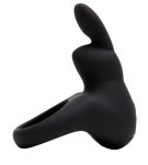 Happy Rabbit Pierścień silikonowy z wibracjami, czarny, 12 trybów, stymulator królik