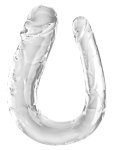 King Cock Clear Double Trouble Large – transparentny model podwójny, elastyczny, 44 cm