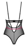Obsessive Novenes Body XL/2XL – czarne body półprzezroczyste z różowymi paskami