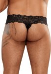 Male Power Scandal-Lace Micro Stringi męskie L/XL z siateczką i koronką