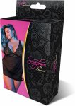 Magic Silk Exposed Babydoll Plus Size czarna z odkrytymi plecami i stringami