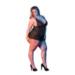 Magic Silk Exposed Babydoll Plus Size czarna z odkrytymi plecami i stringami