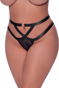 Magic Silk Exposed Cheeky majtki plus size z elastycznymi paskami i metalowym kołkiem