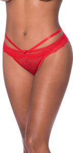 Magic Silk Exposed Majtki L/XL z paskami, wycięciem i czerwoną kokardką