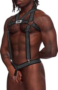 Male Power Elastic Harness uprząż z elastycznymi paskami i metalowymi elementami