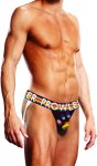 Prowler PAW Jockstrap L czarny z paskiem Pride Progress, otwarty tył, motyw łapy