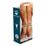 Prowler PAW Jockstrap L czarny z paskiem Pride Progress, otwarty tył, motyw łapy