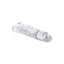 XR Brands Przezroczysta nakładka wydłużająca 7,5 cm, elastyczna, pasek stabilizujący