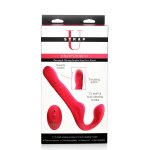 XR Brands Strap-On Unisex wibrujący model z pilotem bezprzewodowym, 2 silniki, czarny