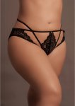 Le Desir Lena Plus Size majtki z koronką, wycięty model, czarne