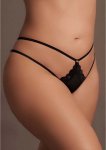 Le Desir Ami Plus Size stringi sznurowane, elastyczne, czarne