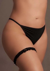 Le Desir Noel Plus Size koronkowa podwiązka z ozdobną kokardką, czarna