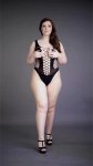 Le Desir Body Fence Net Plus Size czarne z głębokim dekoltem V, elastyczne