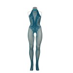Le Desir Bodystocking Queen Size kabaretka i koronka, halter XL-4XL czarny