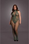 Le Desir Bodystocking Queen Size z koronką i kabaretką, otwarta strefa XL-4XL