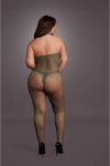 Le Desir Bodystocking Queen Size z koronką i kabaretką, otwarta strefa XL-4XL