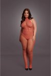 Le Desir Bodystocking Queen Size siateczka i koronka, halter XL-4XL czarny