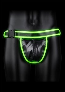 Ouch! Glow in the Dark Majtki z Klamrą S/M, Zielone, Świecące, Regulowane Paski