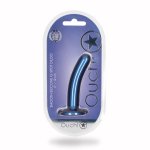Ouch! Smooth Silicone Dildo 12 cm z Przyssawką, Metaliczny, Kompaktowy
