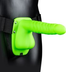 Ouch! Strap-On Świecący w Ciemności z Anatomiczną Podstawą, 21 cm, Prążkowany