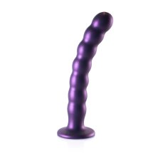 Ouch! Beaded G-Spot 20,5 cm silikonowy model z koralikami, przyssawka, fioletowy, ergonomiczny