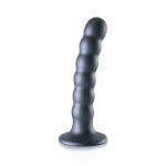 Ouch! Silikonowy Aplikator Intymny z Koralikami 13 cm, Przyssawka, Metaliczny