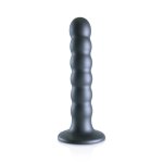 Ouch! Silikonowy Aplikator Intymny z Koralikami 13 cm, Przyssawka, Metaliczny