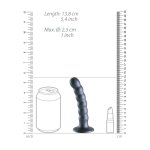 Ouch! Silikonowy Aplikator Intymny z Koralikami 13 cm, Przyssawka, Metaliczny