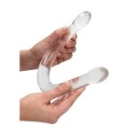RealRock Crystal Clear – podwójny model intymny 42 cm, elastyczna konstrukcja, przezroczysty