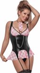 Magic Silk Dress Up Flirty Freshman LXL – stroj z krawatem, podwiązki, stringi
