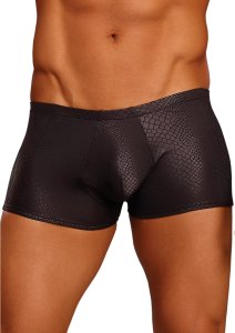 Male Power Black Cobra mini szorty S – elastyczne, wzór skóry węża, czarne