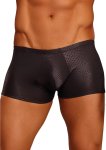 Male Power Black Cobra mini szorty S – elastyczne, wzór skóry węża, czarne