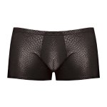 Male Power Black Cobra mini szorty S – elastyczne, wzór skóry węża, czarne