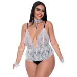 Magic Silk Dress Up Full Service sukienka plus size czarna, koronka, regulowane ramiączka i dodatki