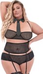 Magic Silk Dress Up Office Romper – plus size, komplet z pasem, kołnierzykiem
