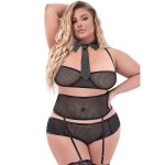 Magic Silk Dress Up Office Romper – plus size, komplet z pasem, kołnierzykiem