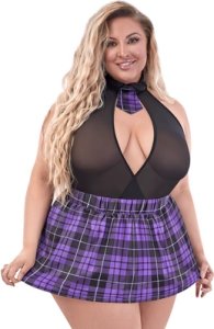 Magic Silk Dress Up Plus Size – stroj tematyczny z topem, spodnicą i krawatem