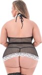 Magic Silk Chamber Dress Plus Size komplet z koronką, fartuch, satynowa wstążka i stringi
