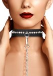 Ouch! Diamond Collection – obroża z diamentowymi zdobieniami i smyczą, regulowana