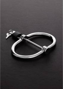 MOOD D-Handcuffs – stalowe kajdanki z zaokrąglonymi krawędziami, system kłódki z kluczem