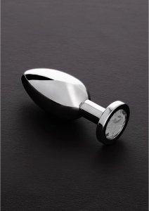 Steel Plug Large Korek stal nierdzewna z ozdobnym kamieniem duży, anatomiczny kształt