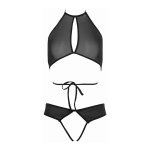 Allure SM komplet top i majtki z koronkowymi paskami, czarny, rozmiar S/M