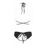 Allure SM komplet top i majtki z koronkowymi paskami, czarny, rozmiar S/M