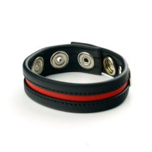 Prowler Red Pasek regulowany skórzany czarno-czerwony z trzema zatrzaskami, 21,5 cm