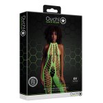 Ouch! by Shots Bodystocking Neon XS/L, głęboki dekolt, UV aktywacja, elastyczny materiał
