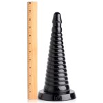 XR Brands Master Series model żebrowany duży czarny 28,5 cm, anatomiczna powierzchnia