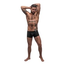 Male Power Pure Comfort Modal Mini szorty S czarne, wysoki krój i anatomiczny woreczek