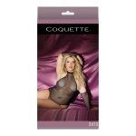 Coquette Body Plus Size z siateczki rybackiej, wysoki kołnierz i oddzielne rękawy