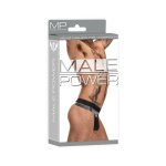 Male Power Iron Clad Stringi męskie z siateczką, niska talia, czarne, elastyczny materiał